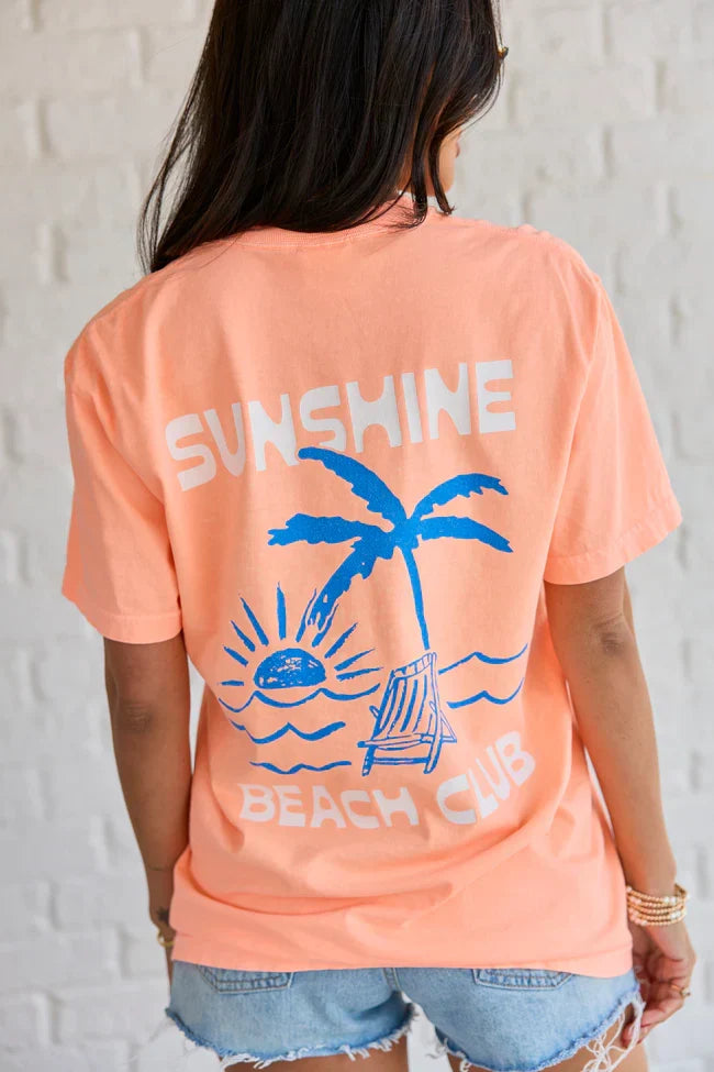 Sunshine Beach Club Neon Orange Graphic Tee