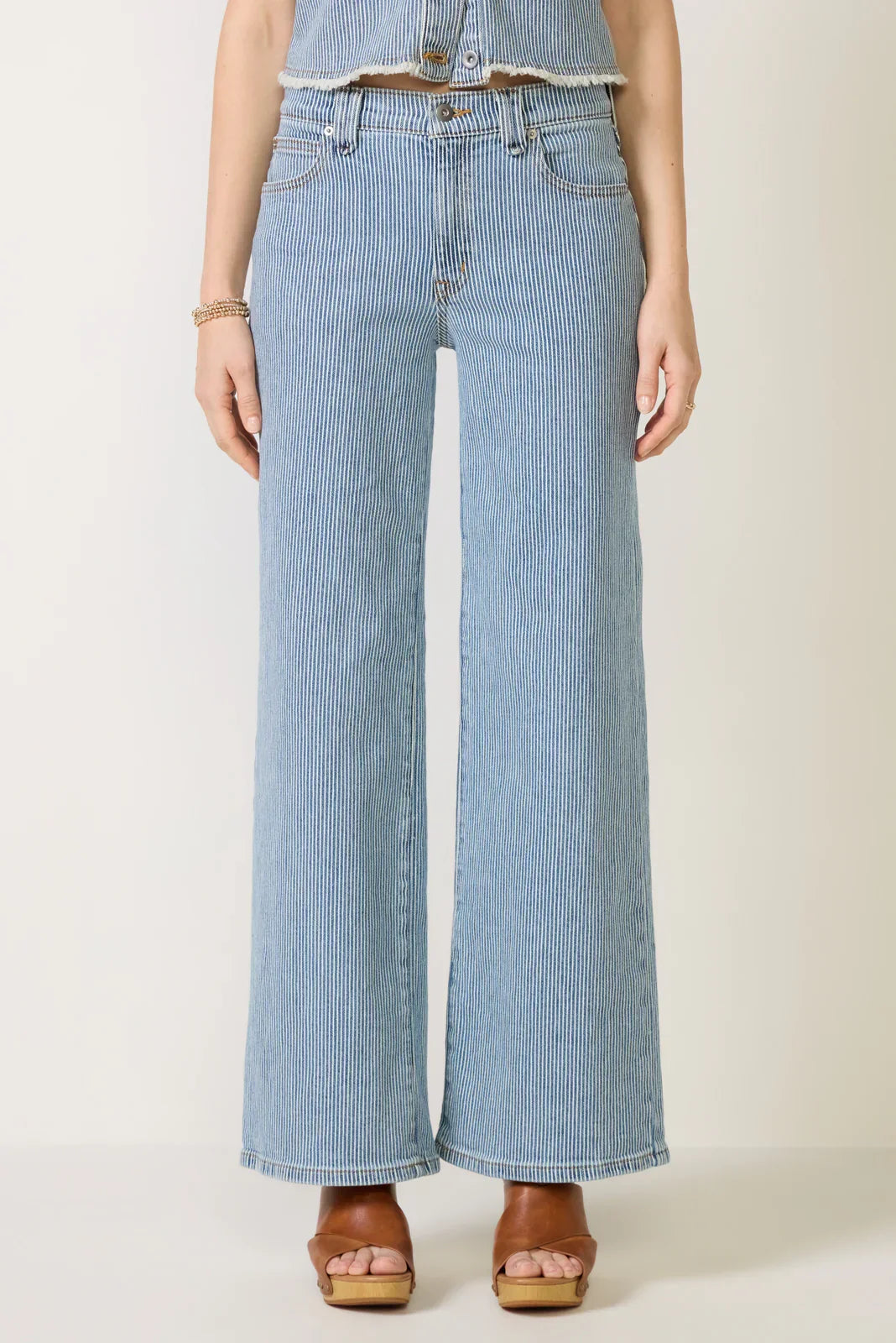 Railroad Stripe Wide Leg Jean