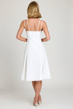 Bow Detail A Line Midi Dress in White