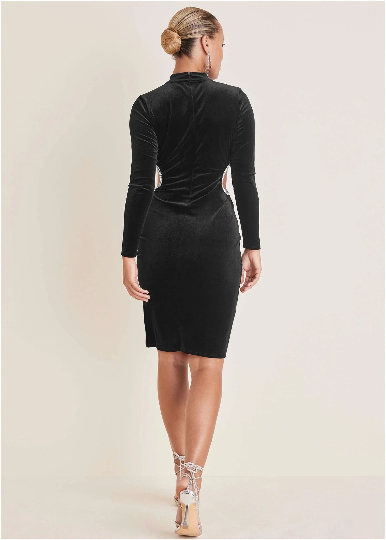 Velvet Cut Out Dress Jet Black