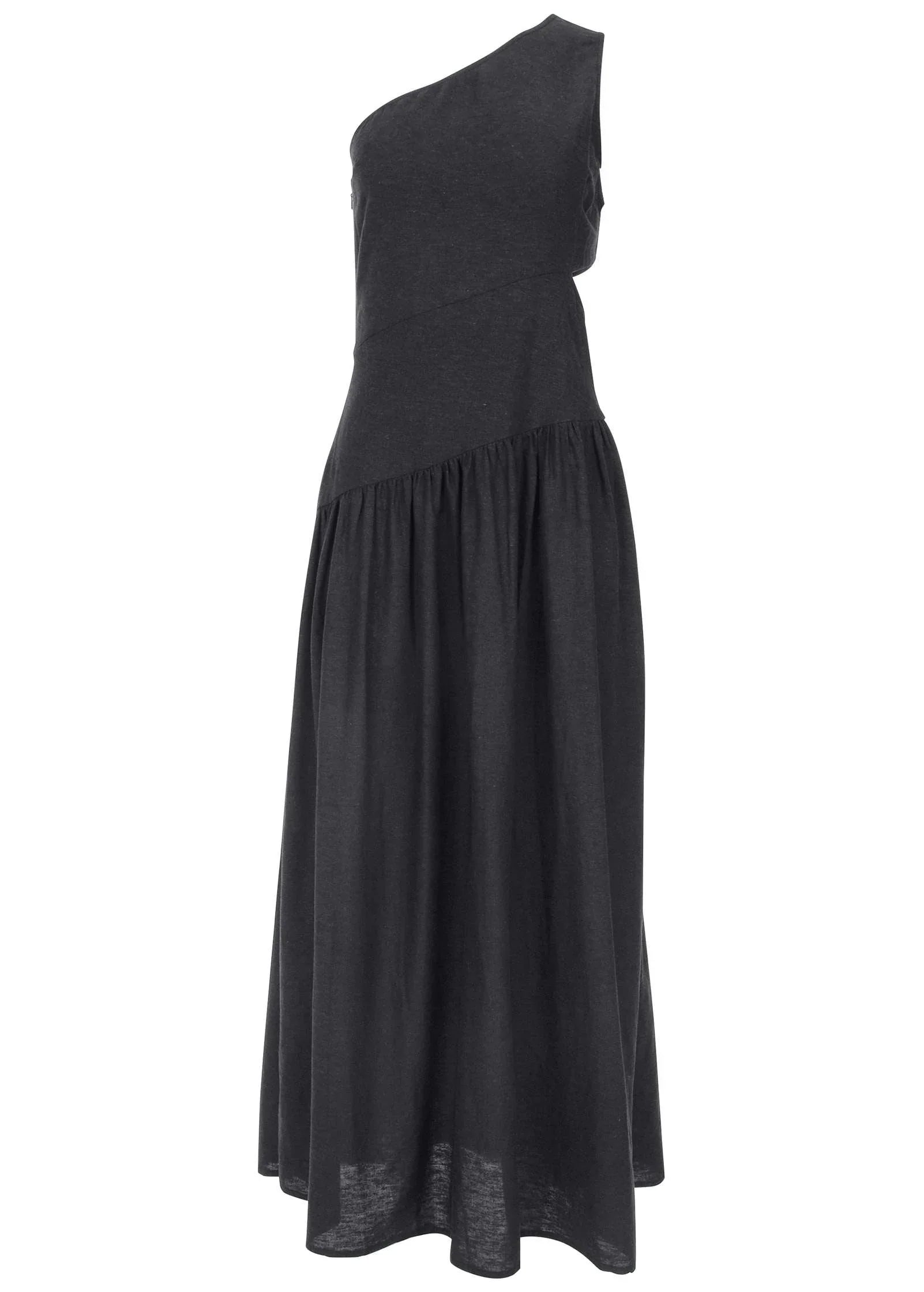 Linen Cutout Maxi Dress Jet Black