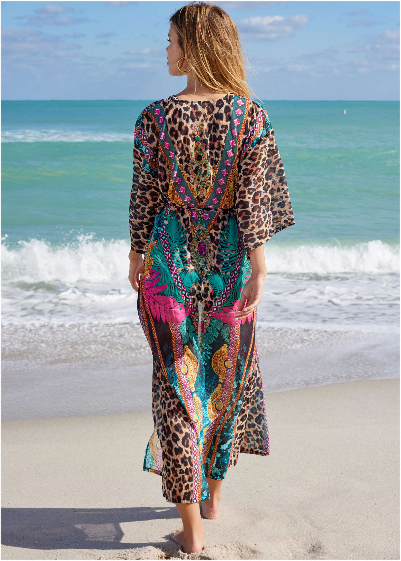 Long Kimono Cover Up Jungle Beauty