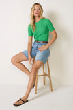 Arden Pointelle Puff Sleeve Pullover