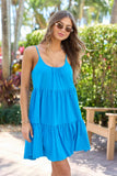 Dockside Drinks Blue Mini Tiered Knit Dress