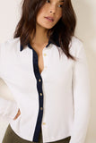 Knit Contrast Long Sleeve Polo