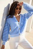 Samara Checkered And Stripes Blue Cardigan SALE