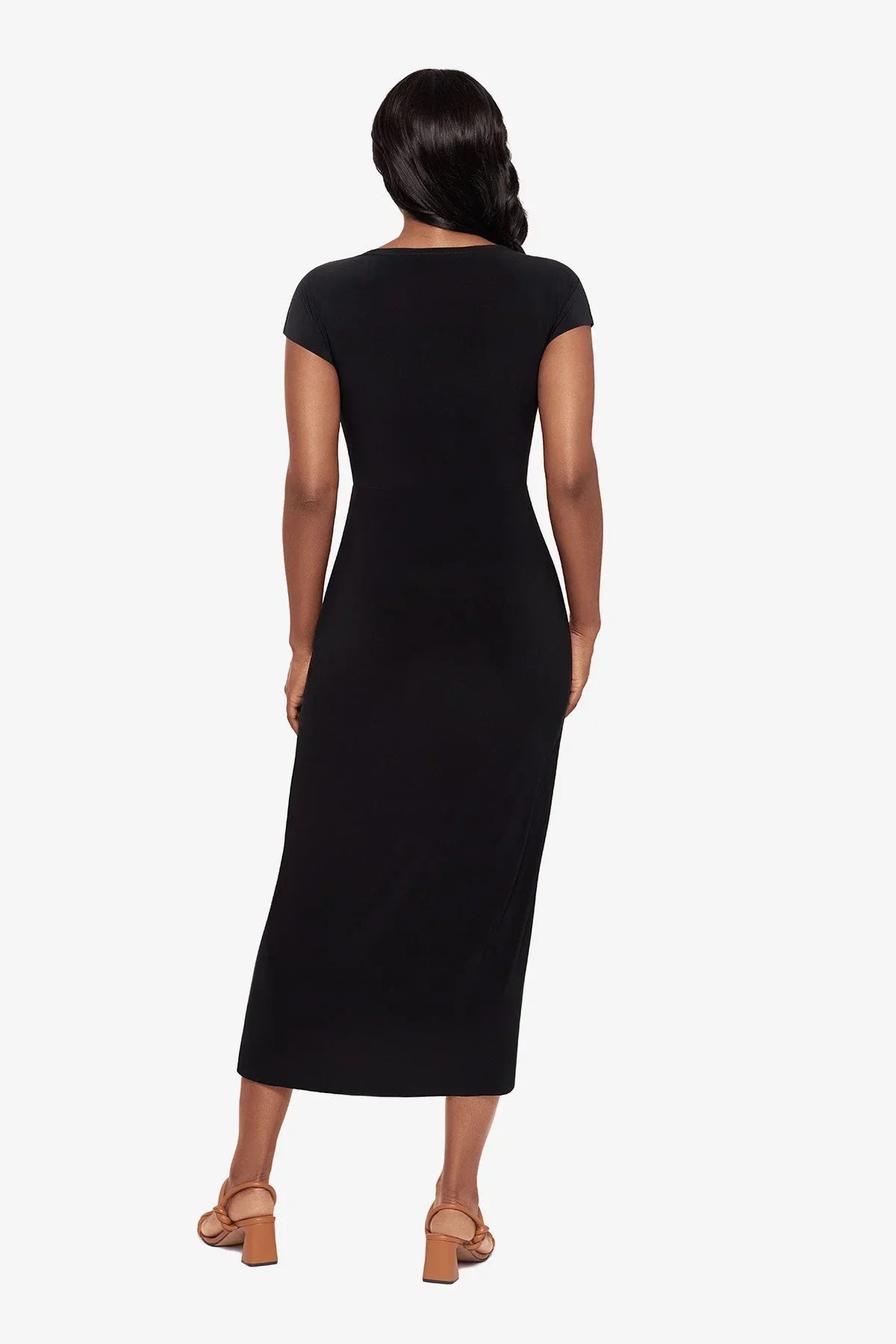 Loki Wrap Front Shaping Dress in Black