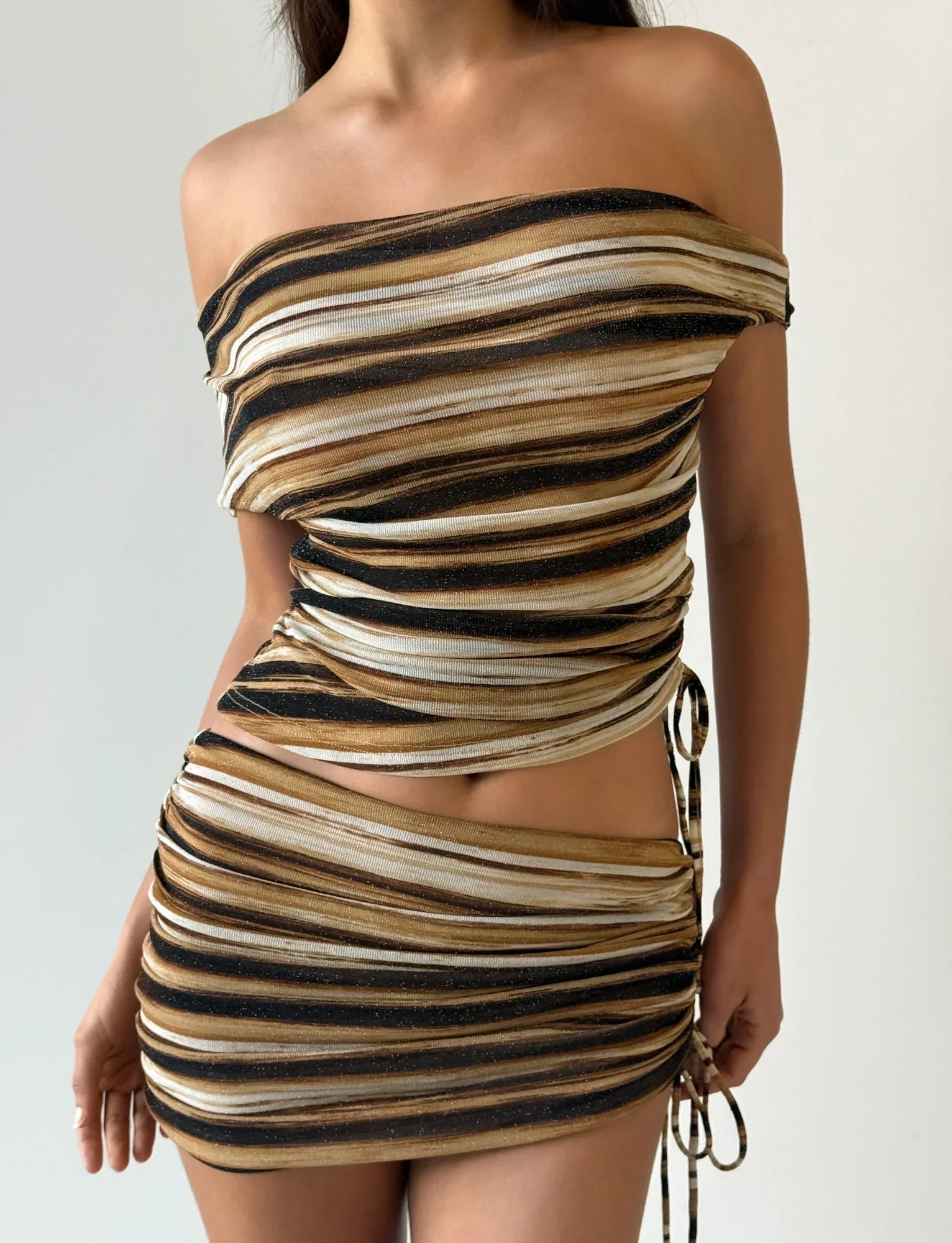 BRAELYN TOP BROWN STRIPE