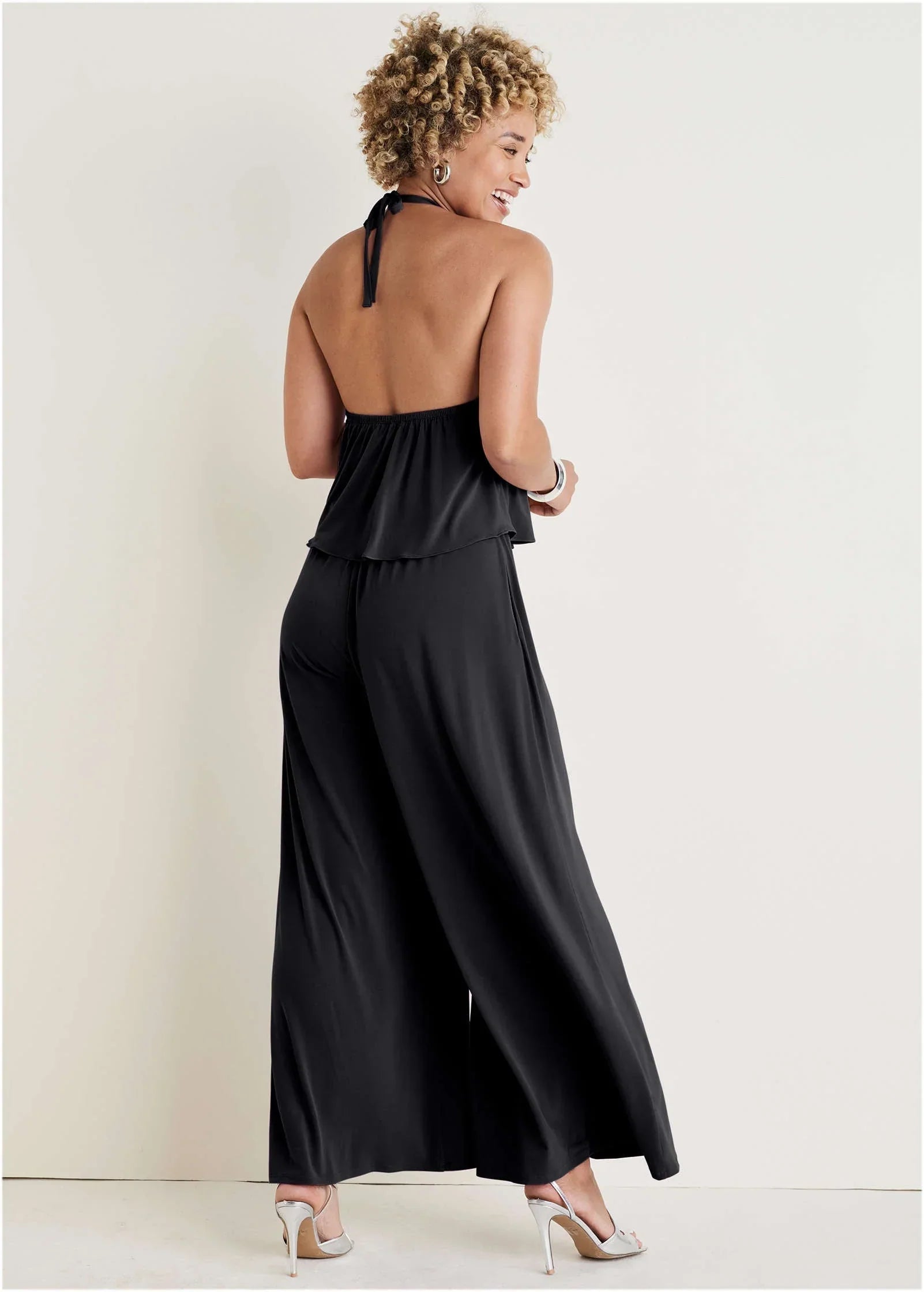 Cross Neck Jumpsuit Jet Black