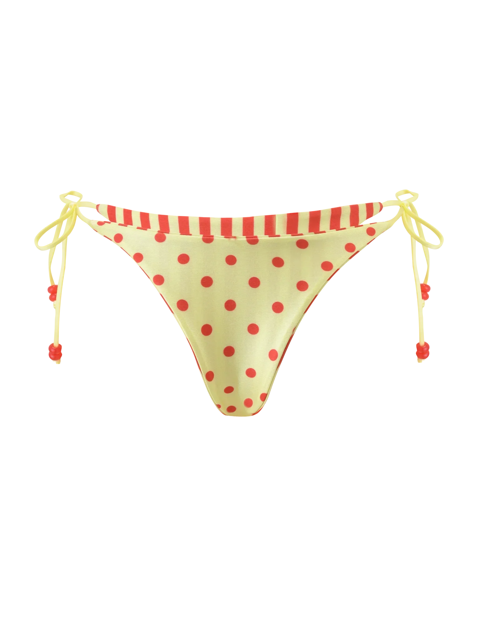 FINLEA REVERSIBLE BIKINI BOTTOM RED YELLOW DOT AND STRIPE