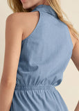 Chambray Tiered Maxi Dress Medium Wash