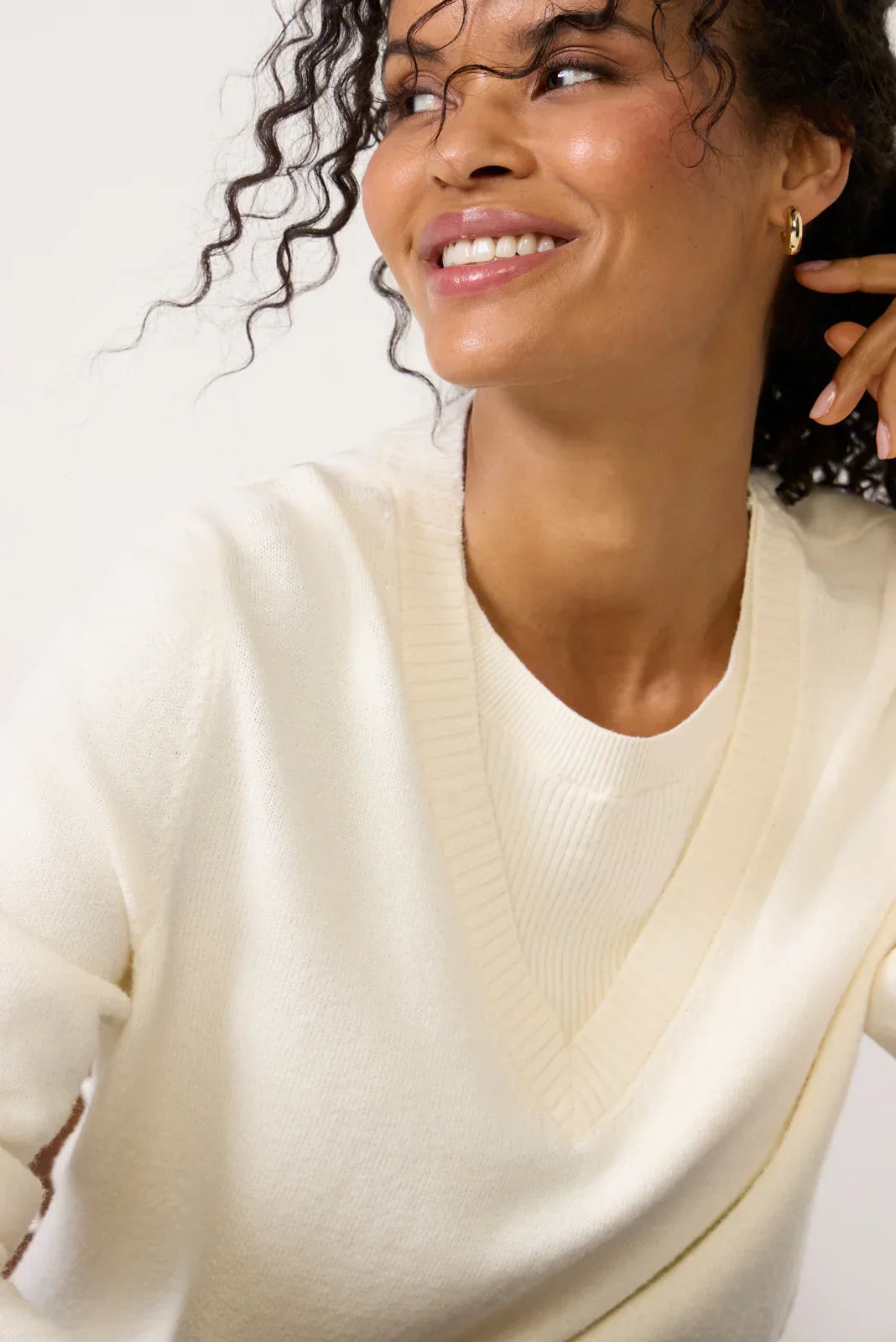 Maeve Mixed Rib TwoFer Sweater