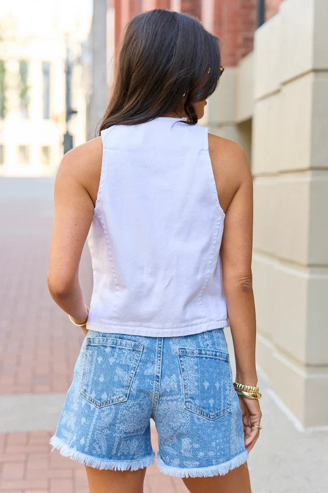 Beneath The Moon White Denim Vest