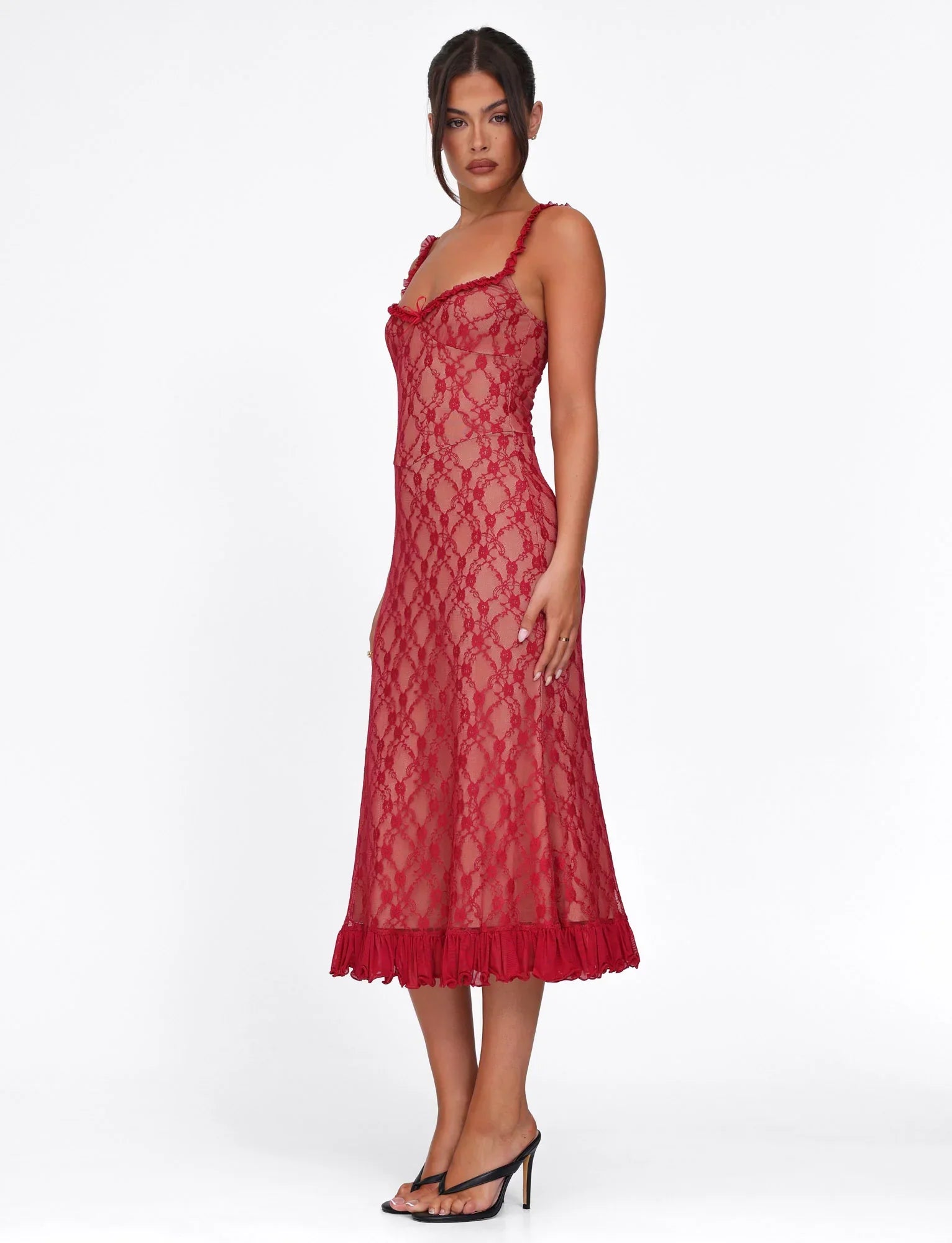 DEJA DRESS RED BERRY RED