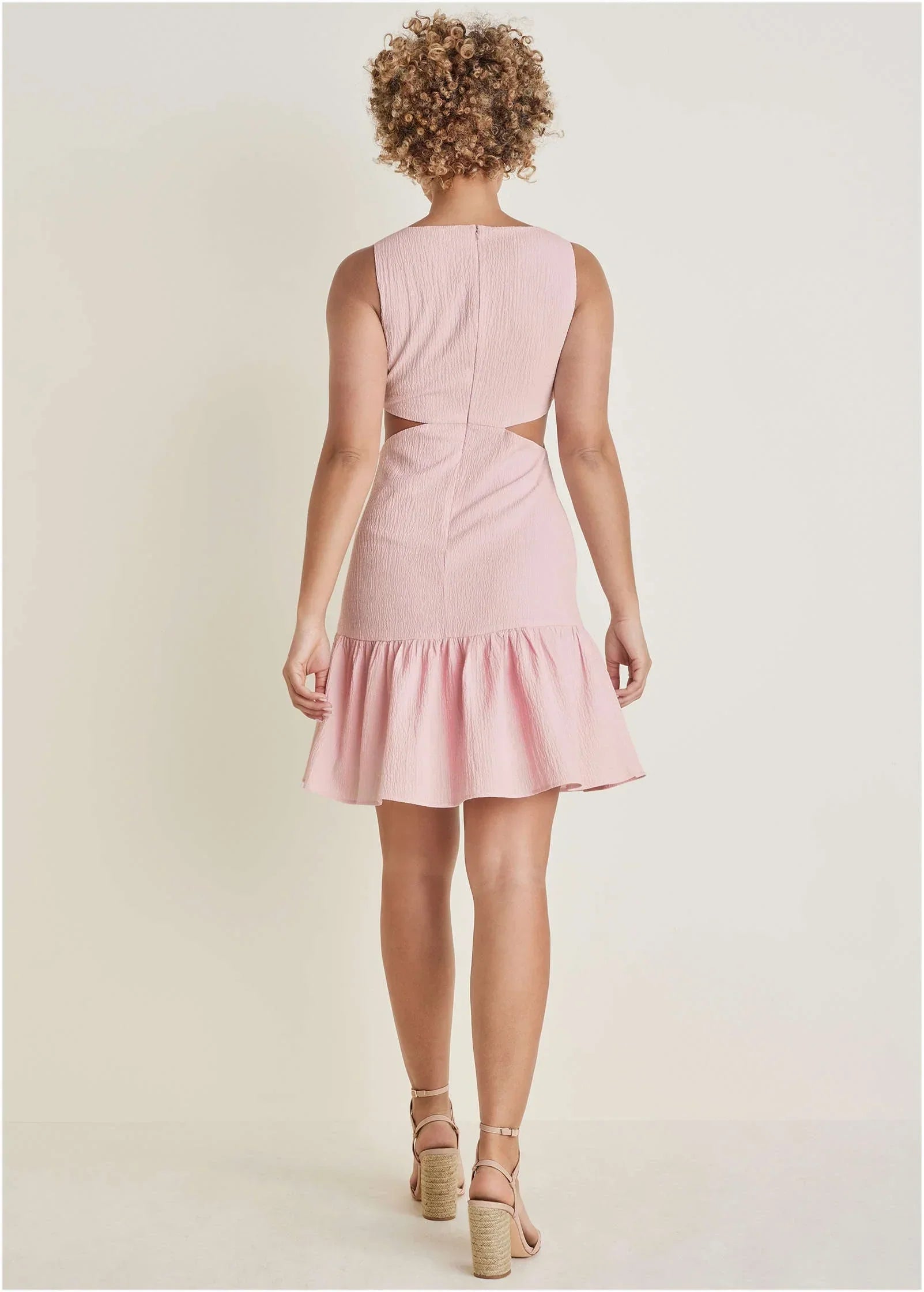 Fluted Satin Mini Dress Lilac