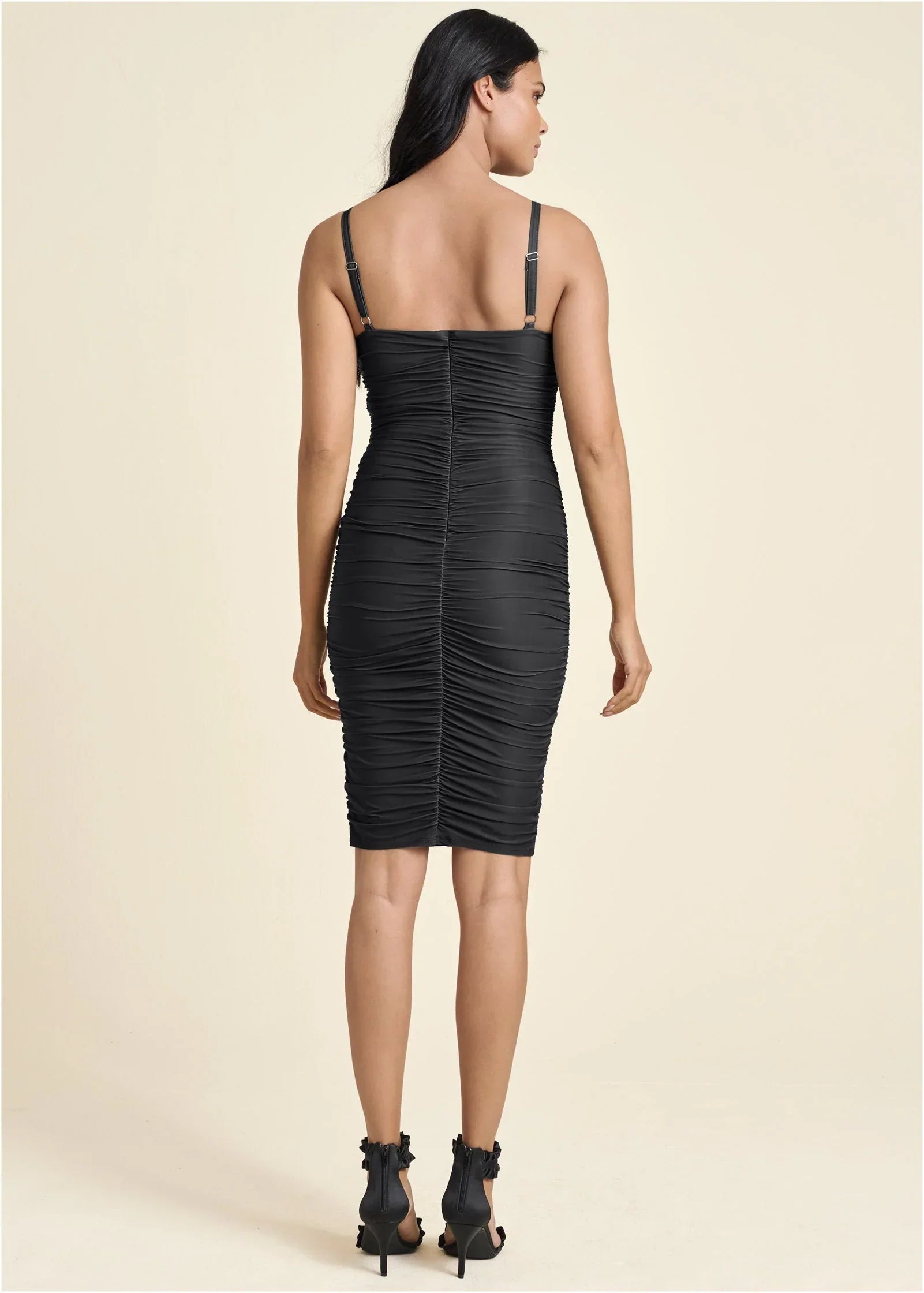 Ruched Mini Dress Jet Black
