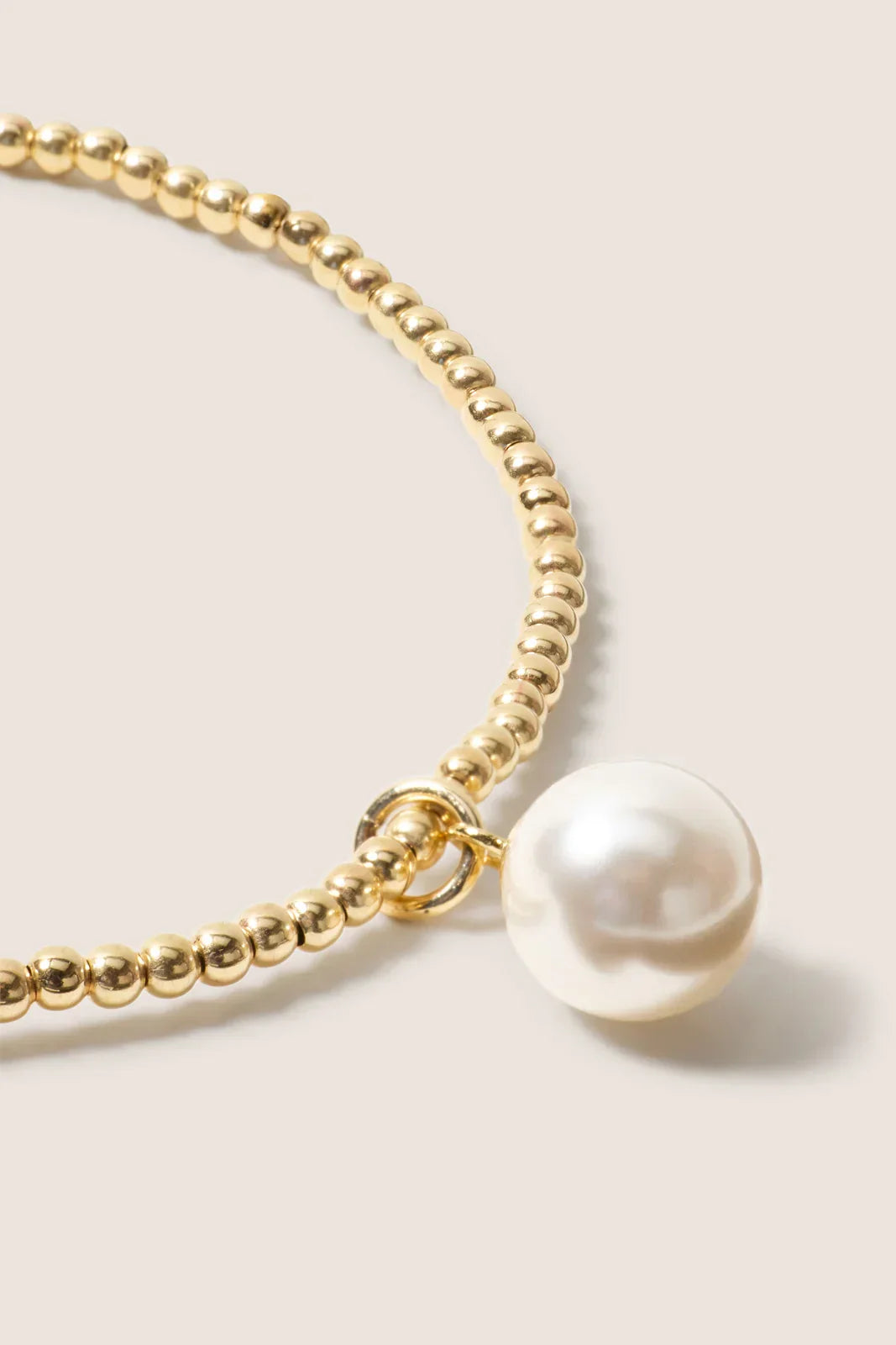 Classic Gold 2mm Bracelet w Pearl