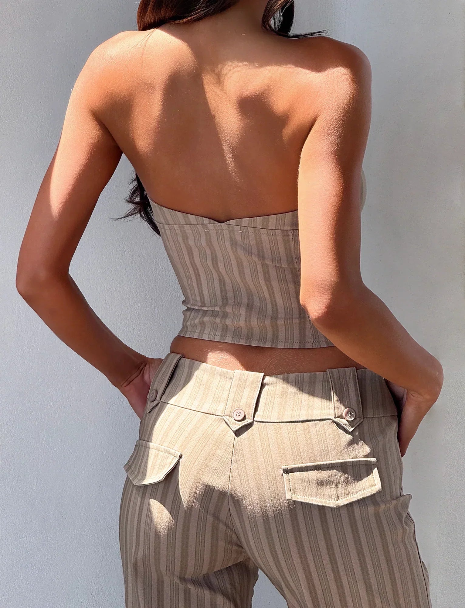 KITTIE STRAPLESS CORSET TAUPE STRIPE