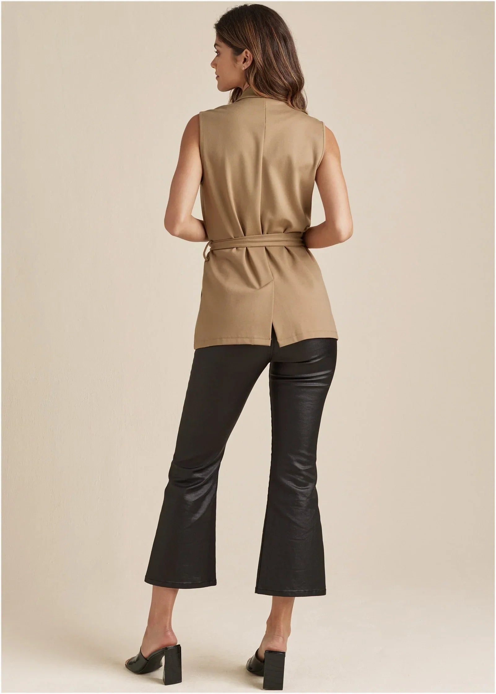 Sleeveless Blazer Short Set Camel