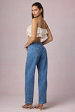 Mid Rise Barrel Leg Jeans in Mid Blue Wash