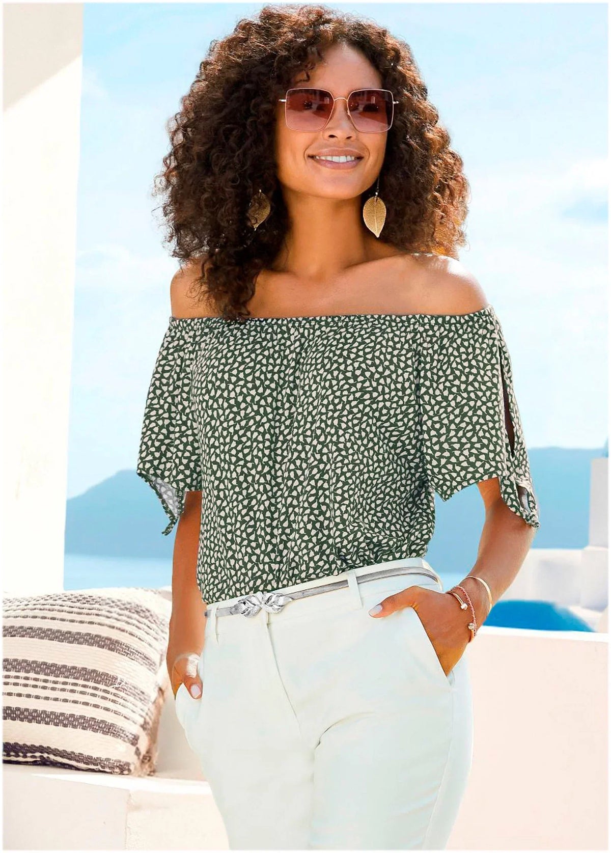 Off The Shoulder Blouse Blue Multi