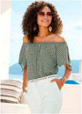 Off The Shoulder Blouse Blue Multi