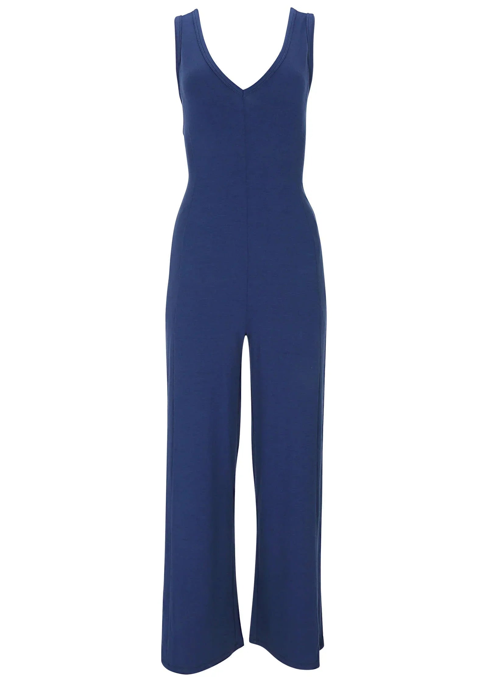 Relaxed V Neck Jumpsuit Dark Blue