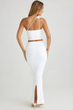Modal Twist Front Maxi Skirt in White