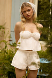 Tie Front Cotton Poplin Shorts in White
