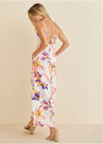 Square Neck Printed Jumpsuit White Multi