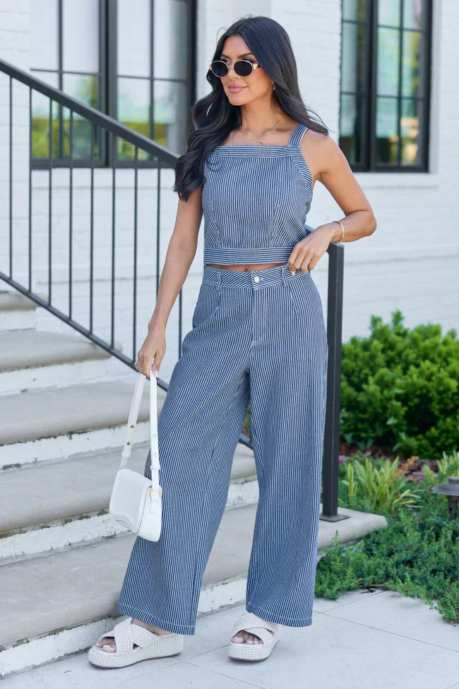 Lennon Navy Striped Pants
