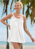 Gathered Neckline Dress White