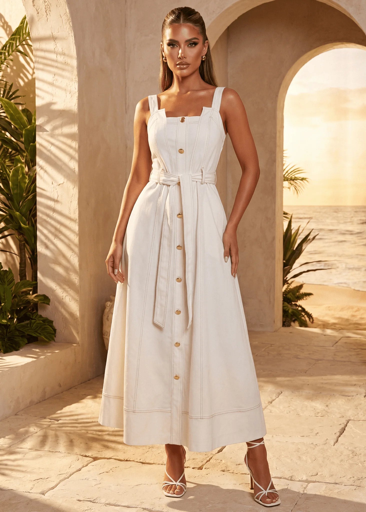 Rich Thoughts Maxi Dress Ivory