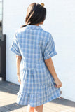 Whitney Blue Plaid Flannel Mini Dress