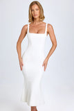 Lace Trim Midaxi Dress in White
