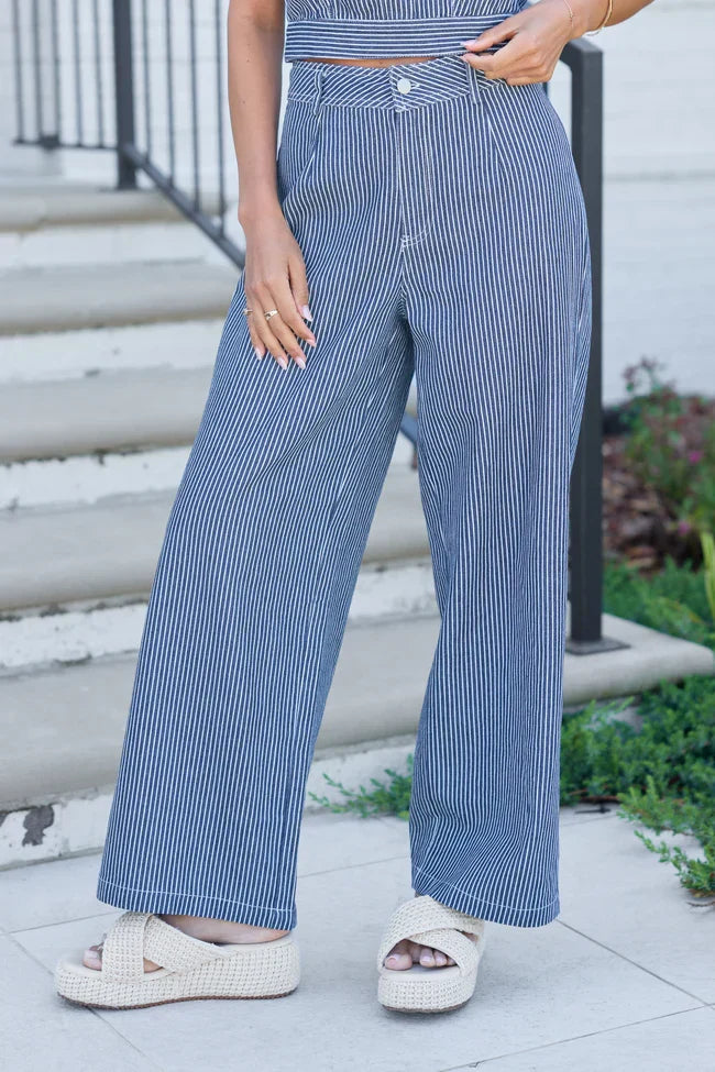 Lennon Navy Striped Pants