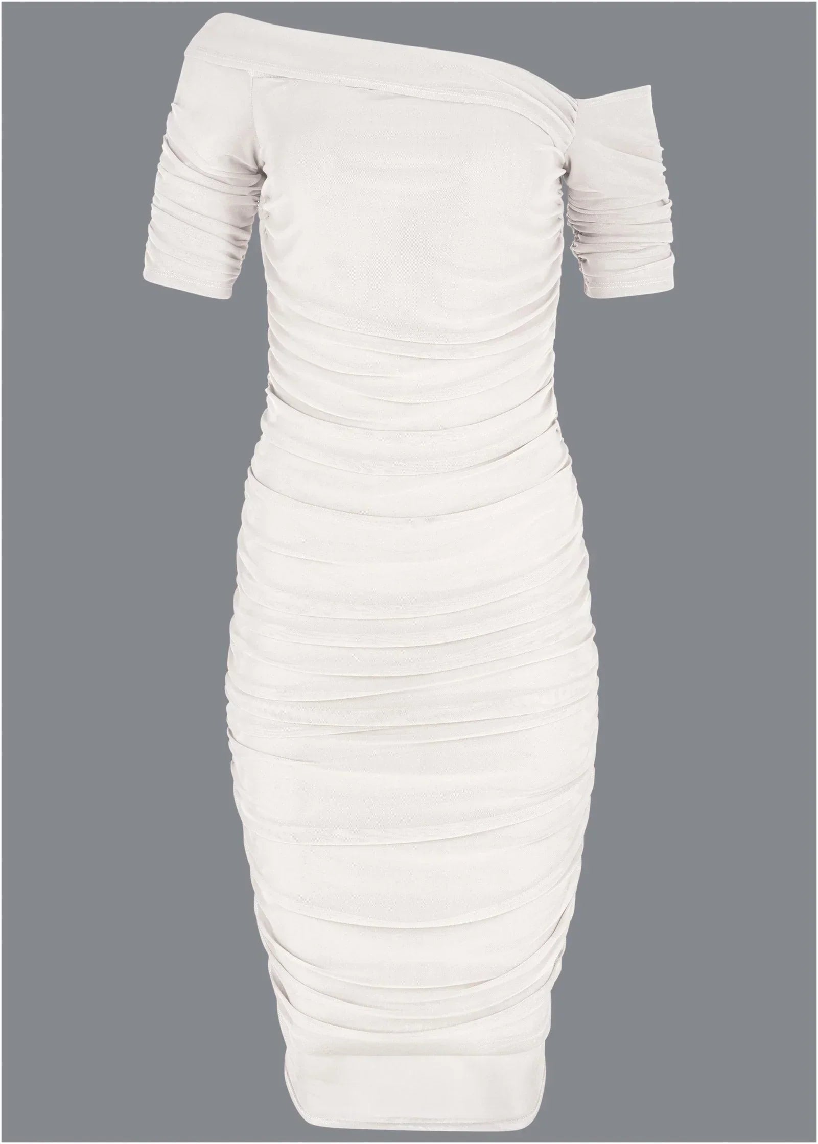 Ruched Mesh Bodycon Dress Cloud Dancer