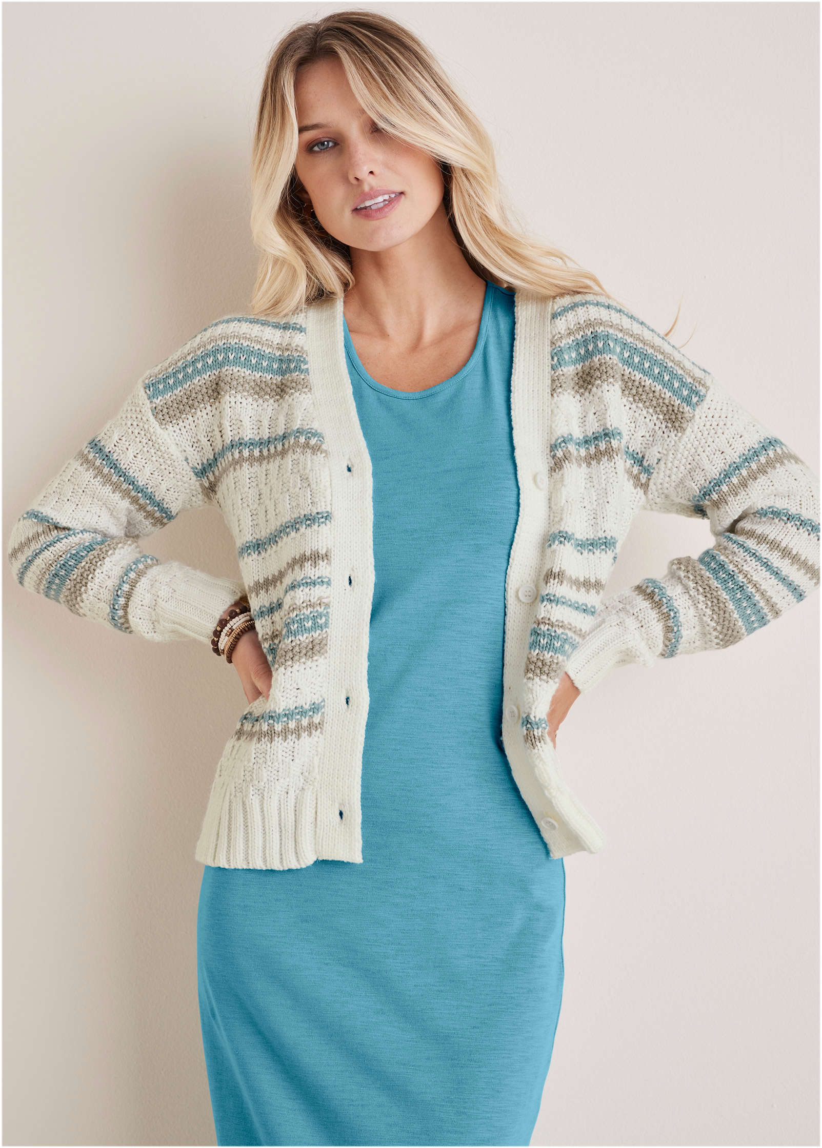 Stripe Cardigan Light Blue Stripes