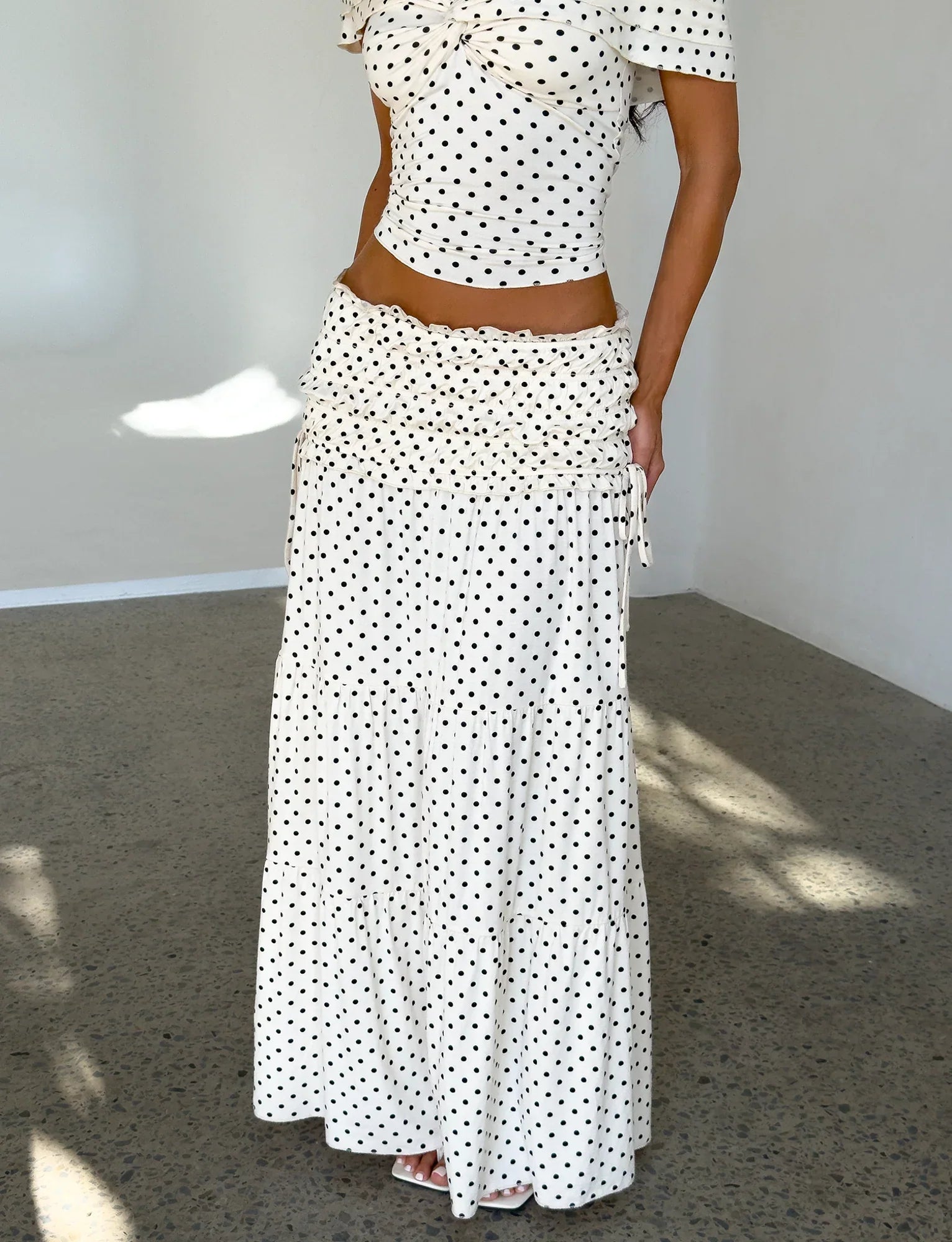 DENALI MAXI SKIRT CREAM DOT