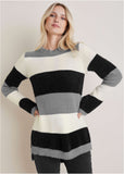 Eyelash Striped Sweater Black White