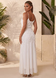 Forever Begins 3D Flower Maxi Dress White