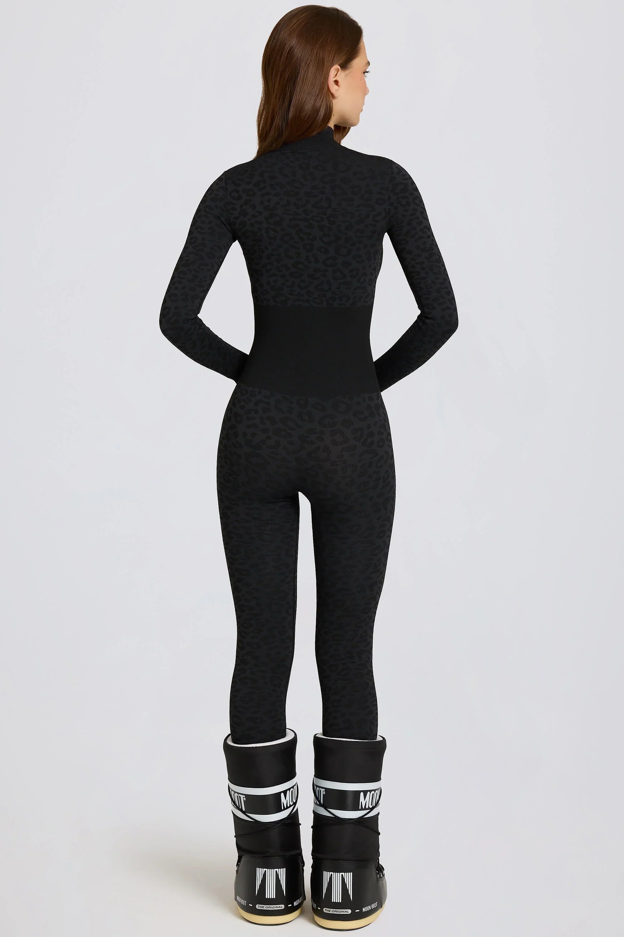 Thermal Base Layer Jumpsuit in Black Leopard