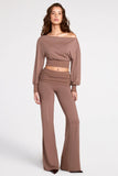 Modal Low Rise Straight Leg Trousers in Mocha