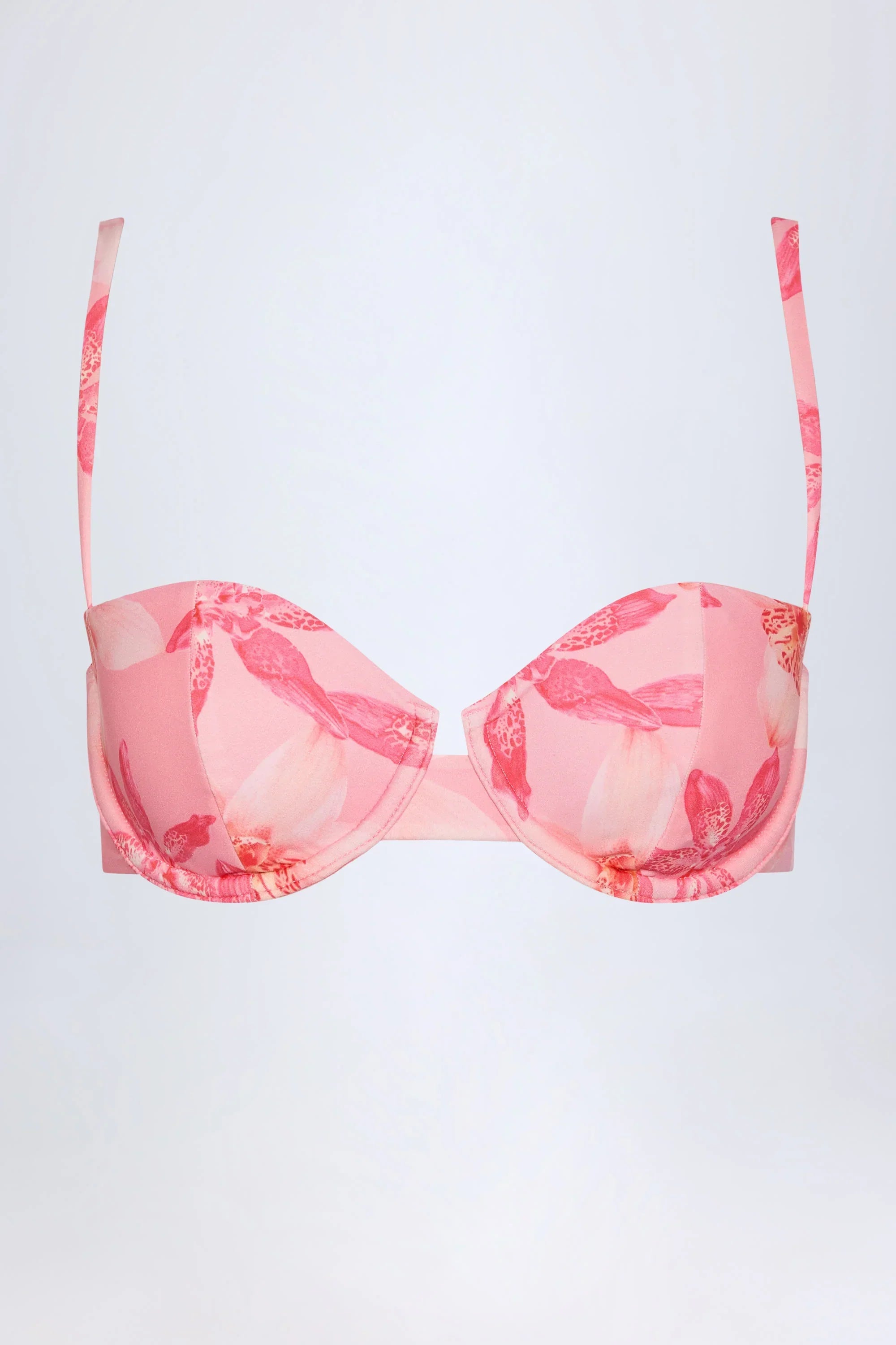 Underwired Balconette Bikini Top in Pink Orchid Print