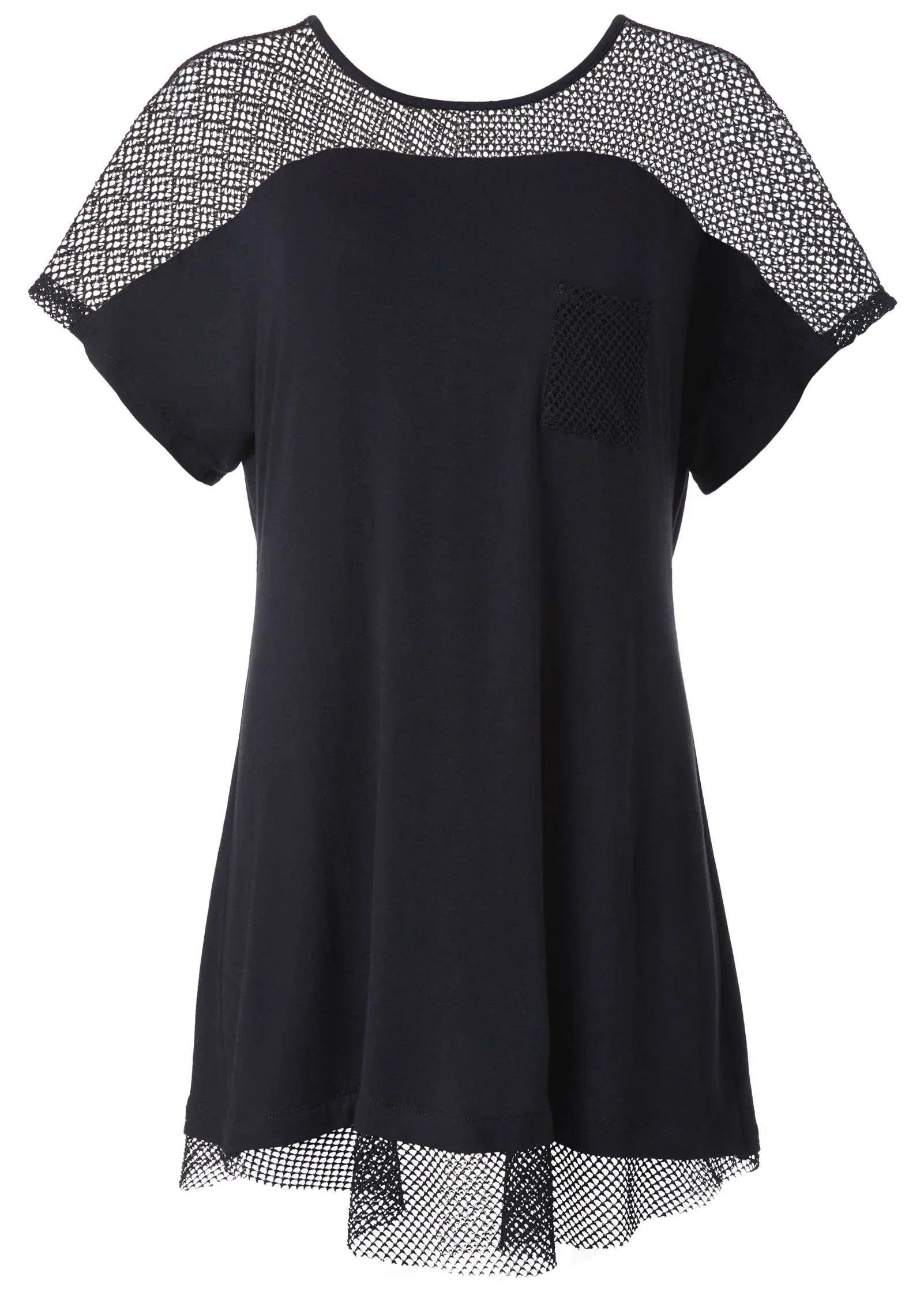 Mesh Trimmed Cover Up Dress Black