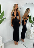 Bali Palms Crochet Maxi Dress Black