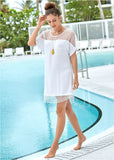 Mesh Trimmed Cover Up Dress White