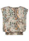 Printed Cap Sleeve Top White Multi