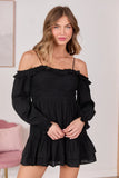 Kenzi Black Off The Shoulder Mini Dress FINAL SALE