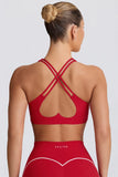 Soft Active V Neck Sports Bra in Hot Red